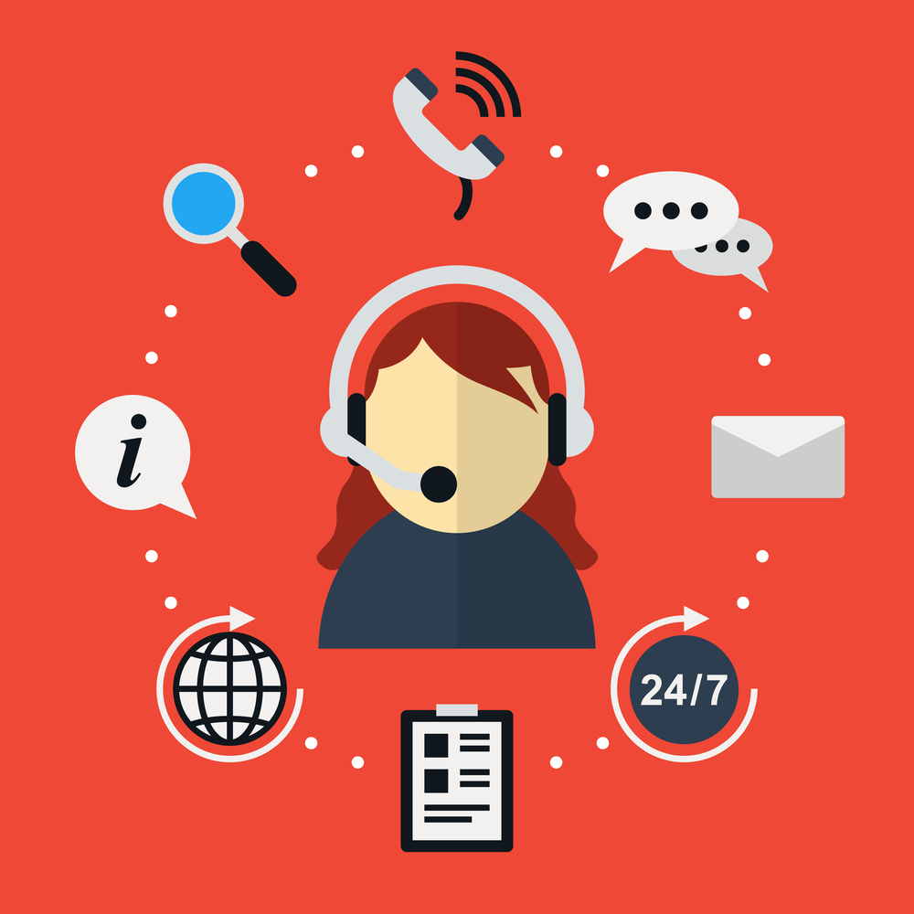 Customer support icon in flat style